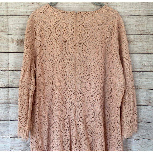 Worthington Womens Lace Peachy Pink Shift Dress Size 2X Plus Spring Easter - Picture 8 of 10